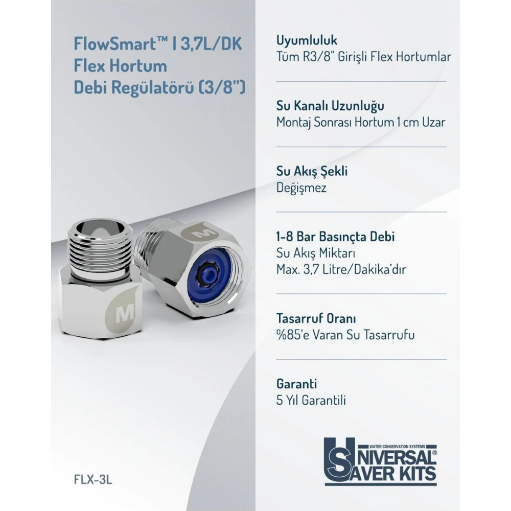 Kısa Musluk Debi Regulatörü 3L/Dak. | G1/2" (Yarım Parmak ≈ 22 mm) Dişli Bağlantı - Görsel 6