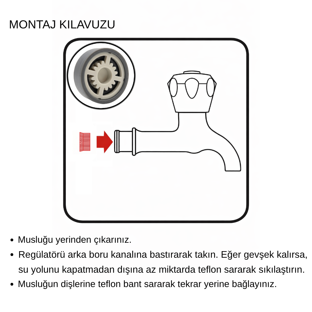 Tekli Bahçe Musluğu Gömme Debi Regülatörü 12L/DK | R1/2 Uyumlu | Bahçede %45’e Varan Su Tasarrufu - Görsel 4
