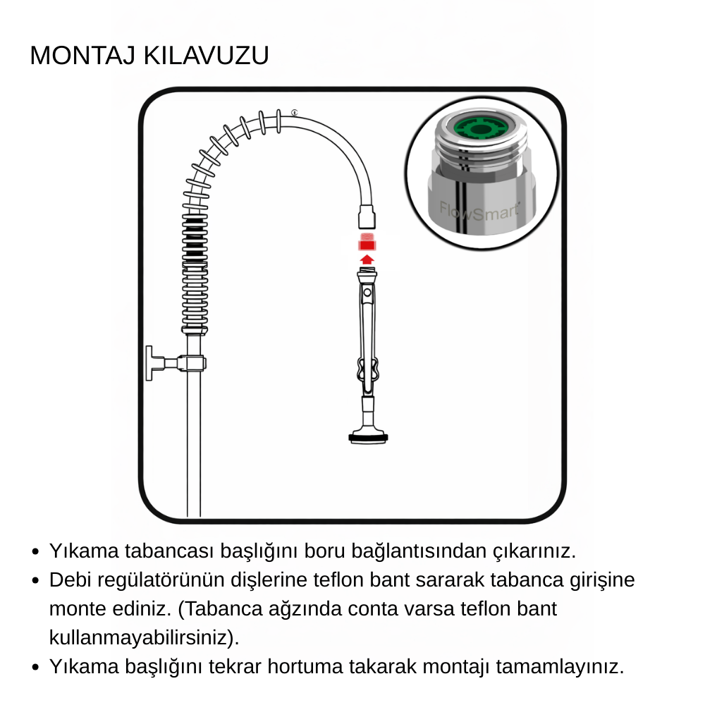 Yıkama Tabancası Debi Regülatörü 10L/DK | Mutfakta %55’e Varan Su Tasarrufu | R1/2 Uyumlu - Görsel 3